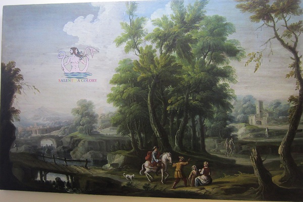 paesaggio con cavalieriecontadini-pittore napoletano seguaceMichelePaganoXVIIIsec